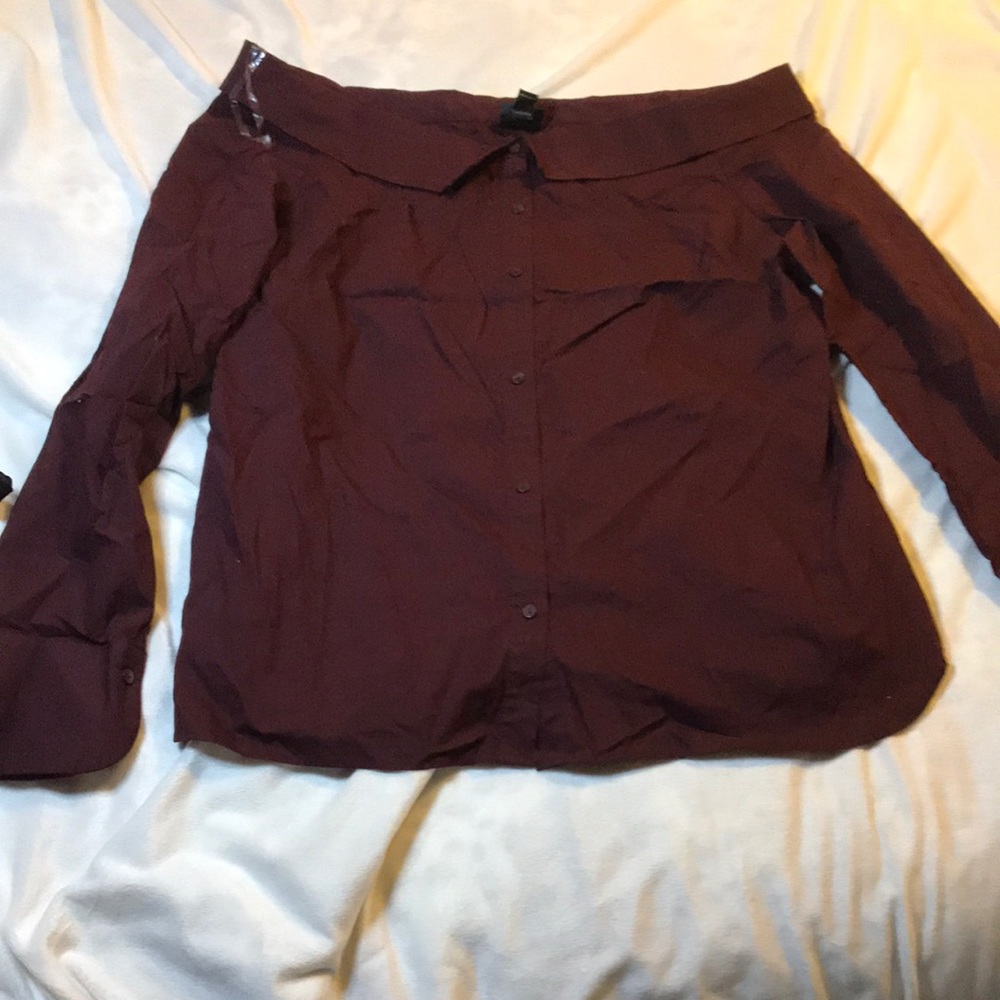 Off shoulder button up top